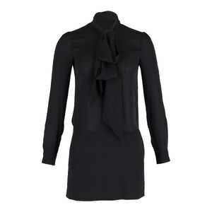 Theory Pussy Bow Mini Dress in Black Viscose
